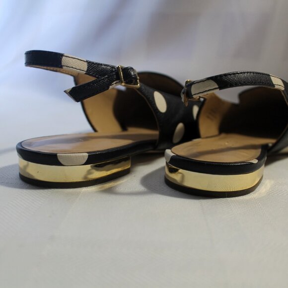 TALBOTS Poppy Slingback Flats Black & White Polka Dots Size 8.5M - Picture 6 of 10